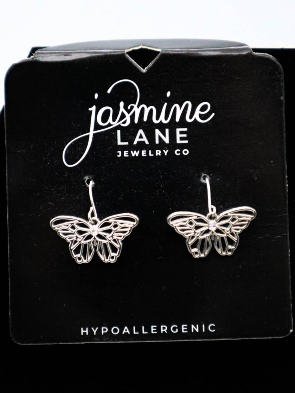 Silver-tone Butterfly Dangle Earrings Hypoallergenic Jasmine Lane Jewelry